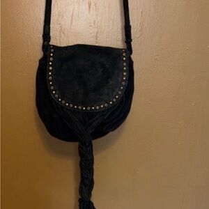 Ecote Black Crossbody Bag with Braided Tassel